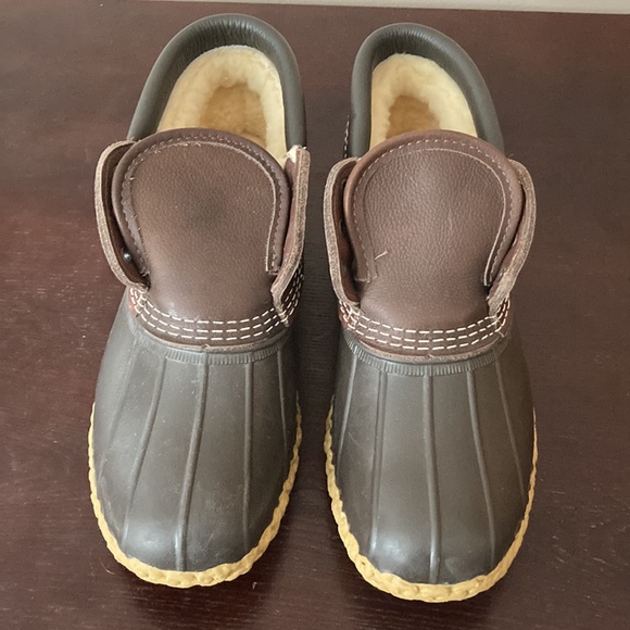 LL BEAN VINTAGE SHEARLING LINED DUCK BOOTS NWOT WARM dark Brown - Picture 2 of 11